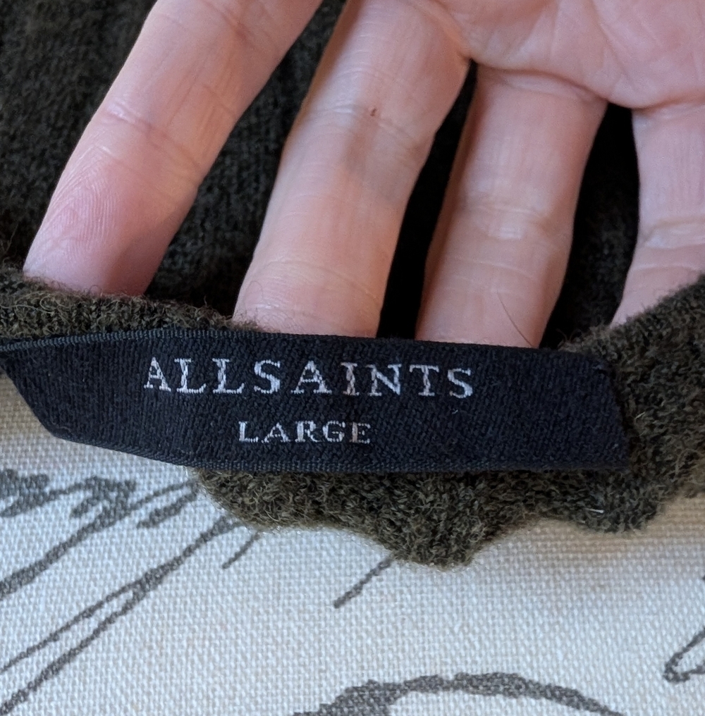Green Allsaints Margetta 2-in-1 Ribbed Midi Dress (L) - Picture 12 of 12